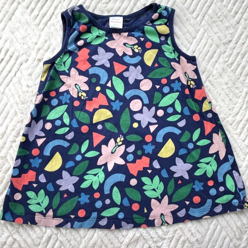 Hanna Andersson Girls 8 A-Line Navy Floral Sleeveless Tunic Top Cotton